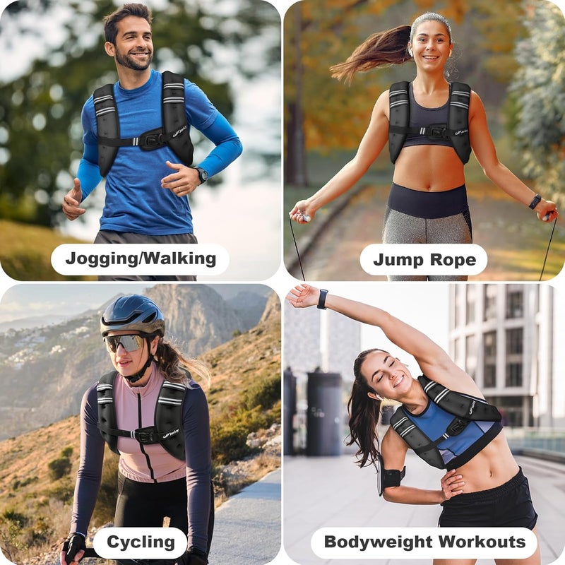 JORICY Weighted Vest Woman 5lb/8lb/10lb/12lb/15lb/20lb/25lb/30lb Weight Vest for Women Men, Rucking Vests with Reflective Stripe for Running Workout Walking Strength Training Weight Loss Fitness Weightlifting - Image 5